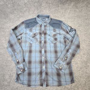 BKE Buckle Vintage Collection Mens Button Up Shirt Medium Long Sleeve Plaid